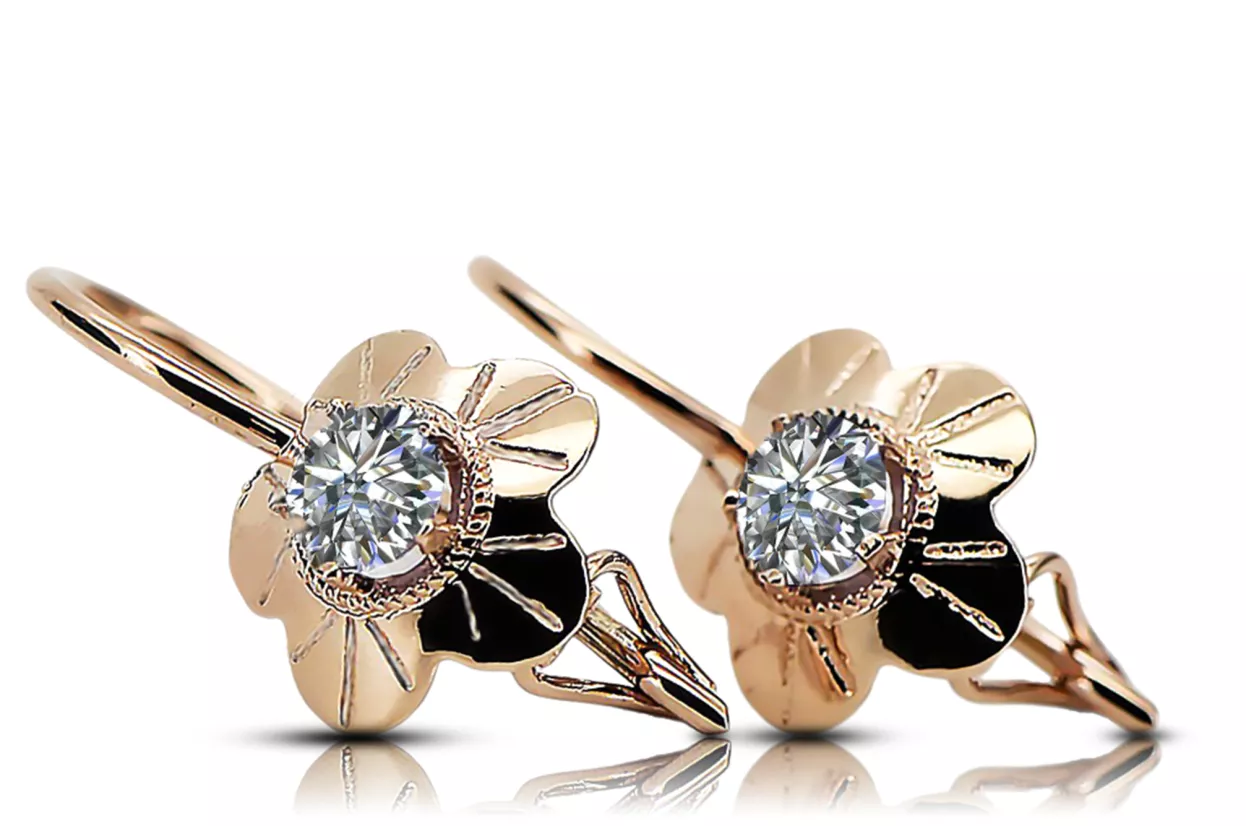 Vintage náušnice kubický zirkón originálny vintage 14k produkt s ružovým zlatom vec028r